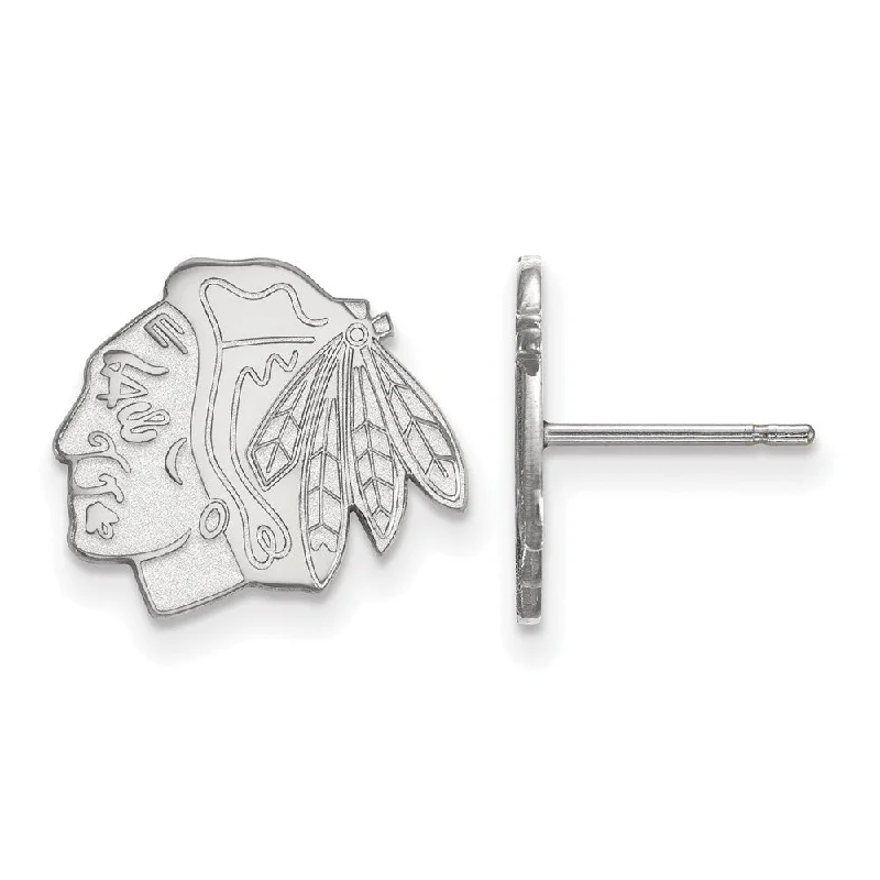 Ladies earrings 2025 trends-Sterling Silver NHL Chicago Blackhawks Small Post Earrings