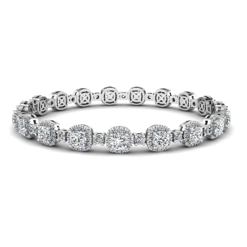 Ladies bracelets group designs-Cushion Shape Halo 8.5 Carat Diamond Bracelet BRHACC