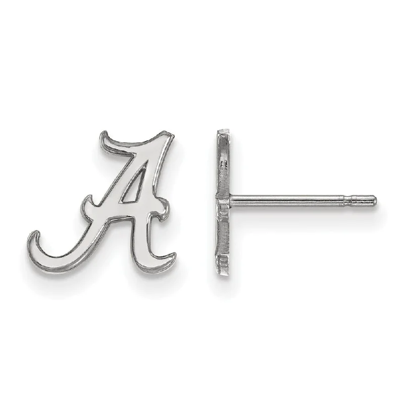 Ladies earrings geometric shapes-10k White Gold University of Alabama XS (Tiny) 'A' Post Earrings