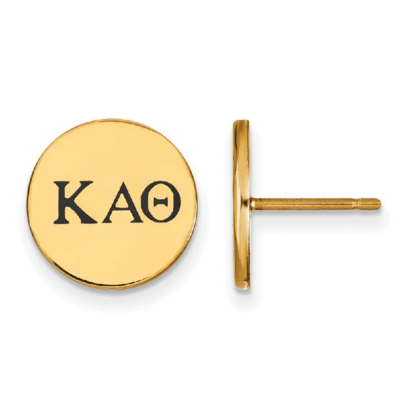 Ladies earrings Christmas styles-14K Plated Silver Kappa Alpha Theta Enamel Greek Letters Post Earrings