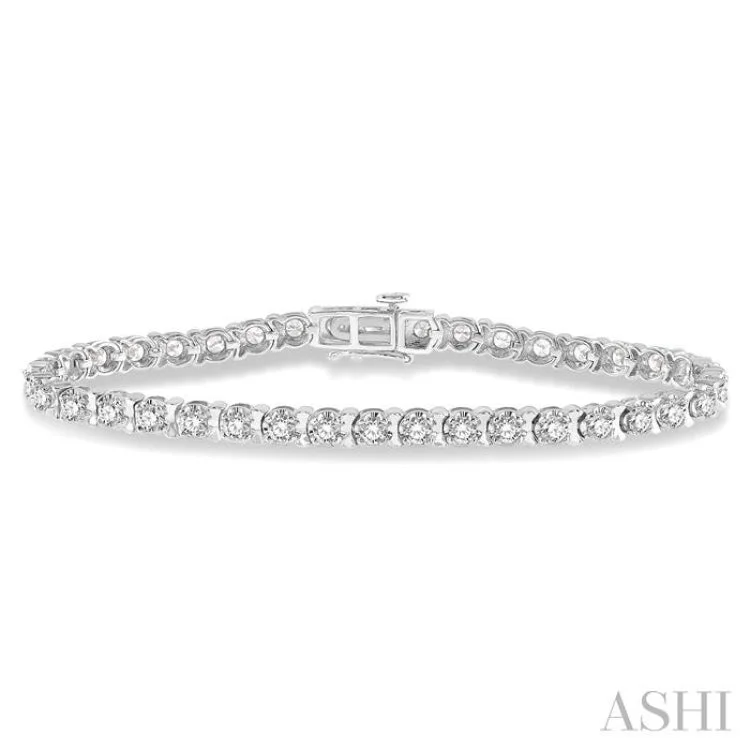 Ladies bracelets star motifs-4 ctw Round Cut Diamond Tulip Bracelet in 14K White Gold