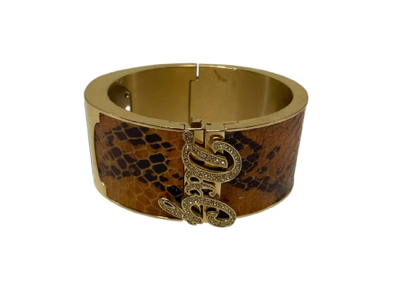 Ladies bracelets silver finish-D&G/Bracelet/Animal Pattern/GLD/SPARKLE CUFF BRWN ANIMAL