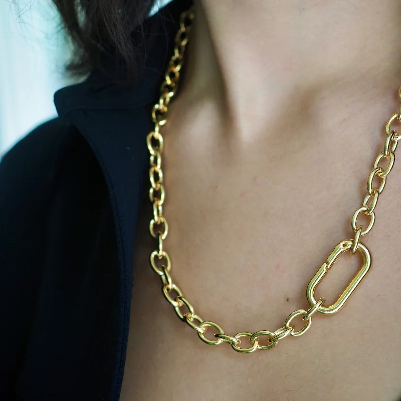 Ladies necklaces lab-created stones-RAQUEL - ROLO LINK CHAIN NECKLACE