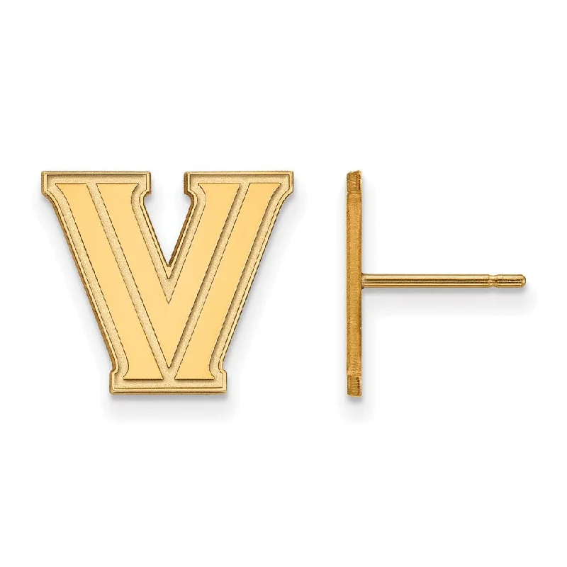 Ladies earrings group designs-14k Gold Plated Silver Villanova University SM Post Earrings