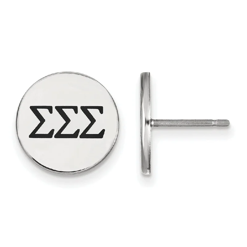 Ladies earrings holiday gifts-Sterling Silver & Black Enamel Sigma Sigma Sigma Post Earrings