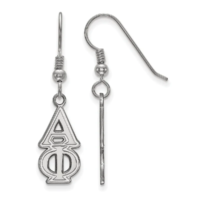 Ladies earrings fashion picks-Sterling Silver Alpha Phi Dangle Medium Earrings