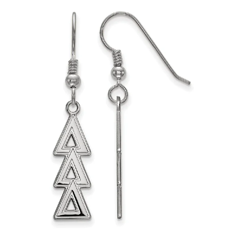 Ladies earrings buying tips-Sterling Silver Delta Delta Delta Dangle Medium Earrings