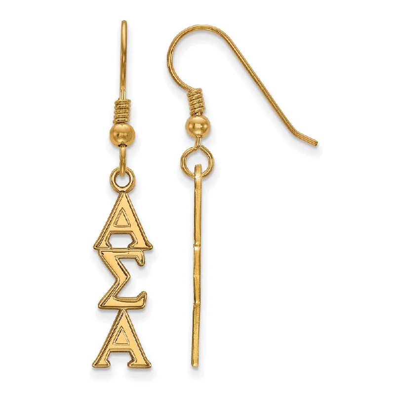 Ladies earrings luxury brands-14K Plated Silver Alpha Sigma Alpha Dangle Medium Earrings