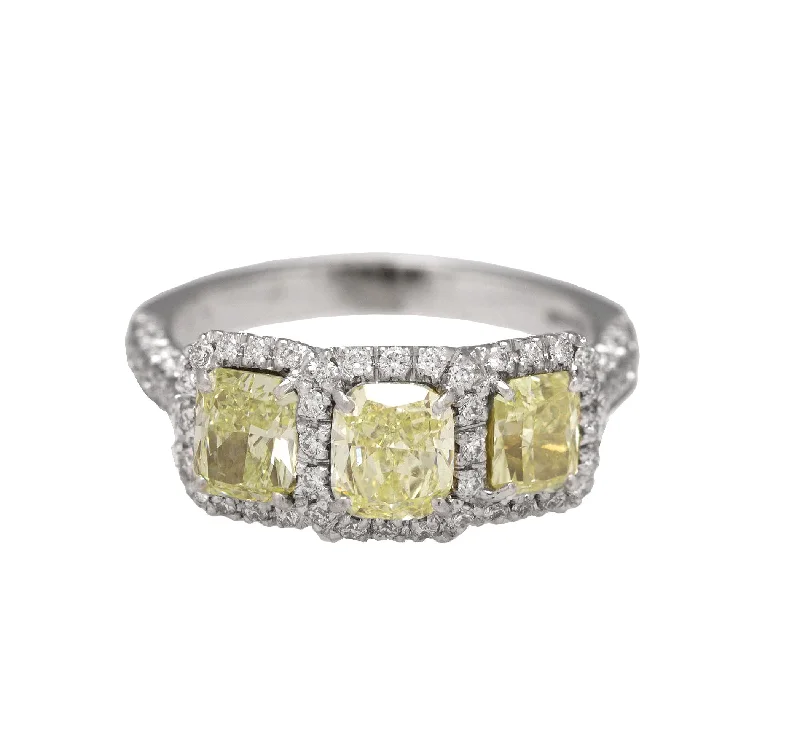 Ladies engagement rings European designs-Elegant Ladies Piranesi 1.85 CT Yellow Canary Radiant Diamond Engagement Ring