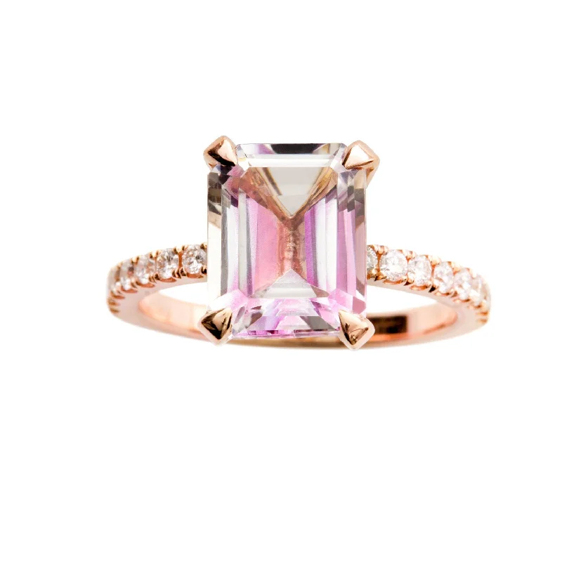 Ladies engagement rings proposal tips-Topaz Engagement Ring Rose Gold, White, Pink