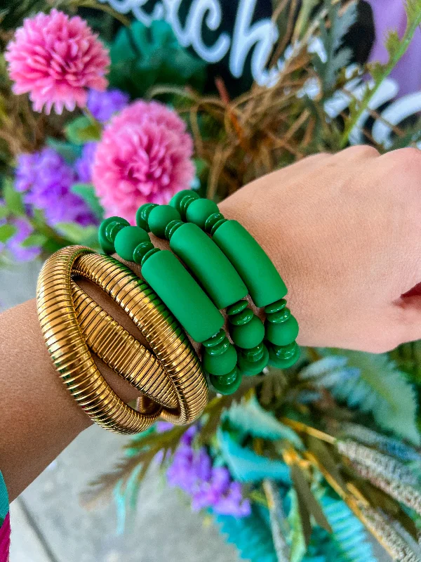 Ladies bracelets price guide-Allie Tube & Ball Bracelet K Green