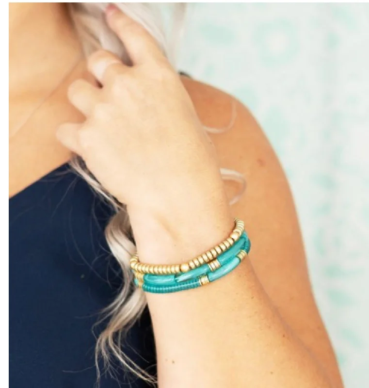 Ladies bracelets celebrity looks-Mint Kayla Bracelet Stack