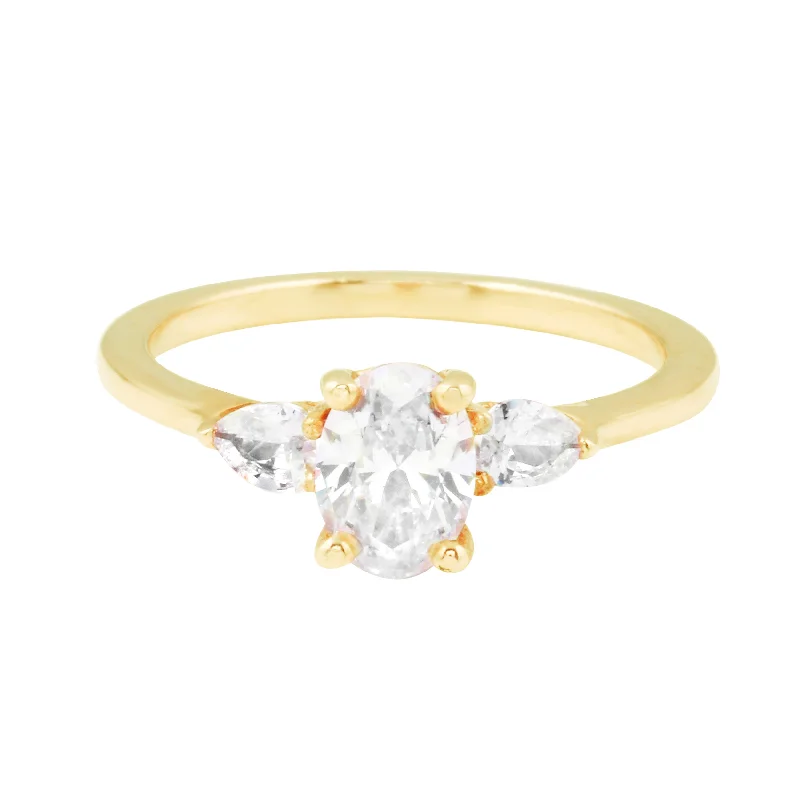 Ladies engagement rings e-commerce sites-Solitaire and Pear Side Diamond Engagement Ring