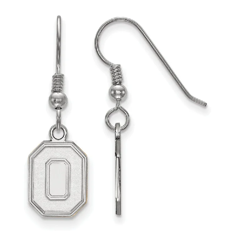 Ladies earrings celebrity styles-Sterling Silver Ohio State University Small Initial O Dangle Earrings