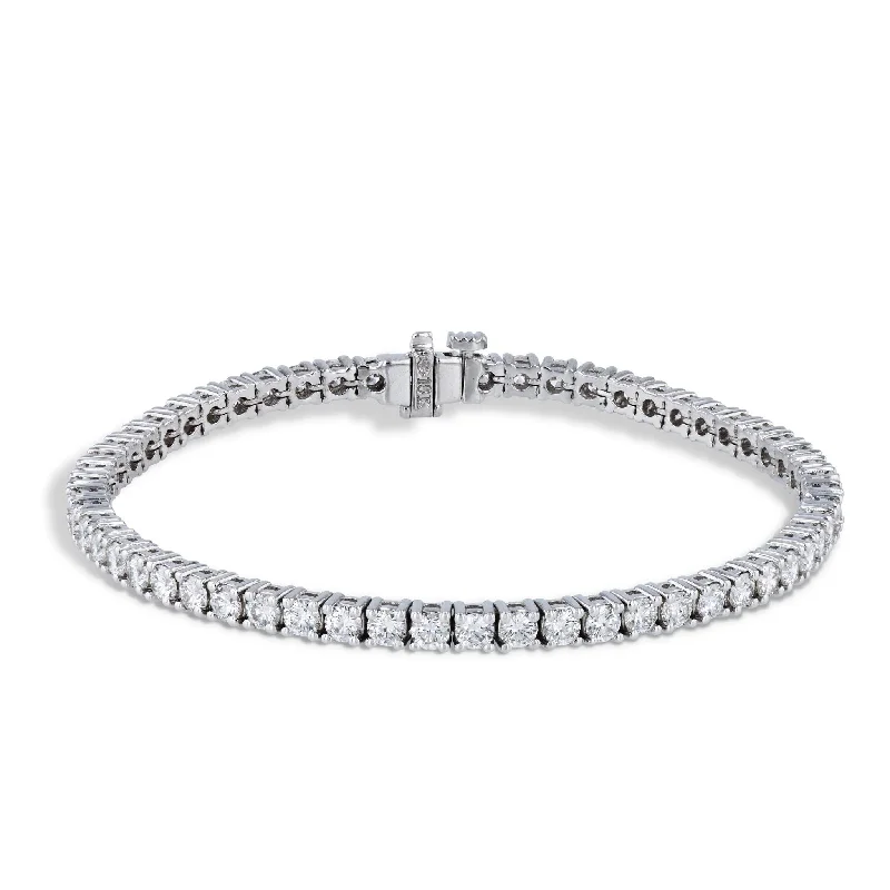 Ladies bracelets fashion trends-Round Brilliant Diamond White Gold Tennis Bracelet