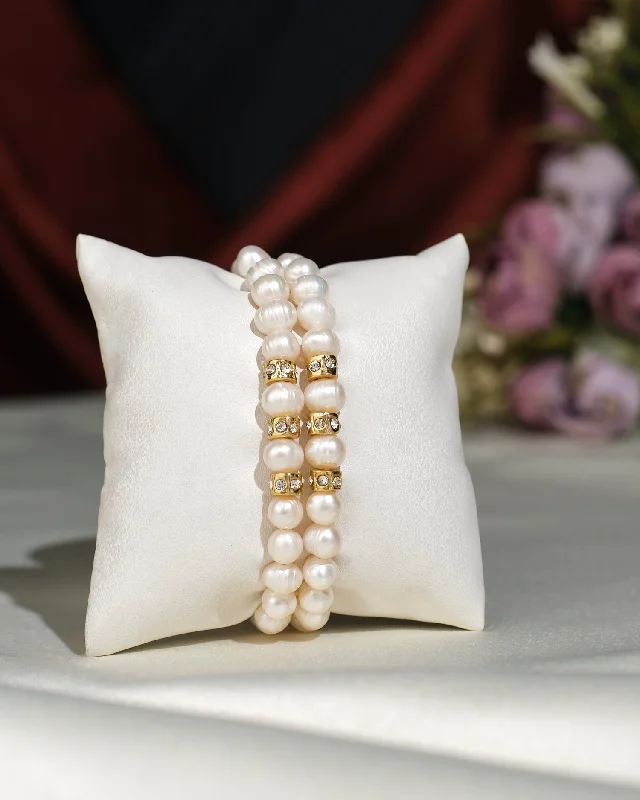 Ladies bracelets collectible items-Elegant White 2 line Bracelet