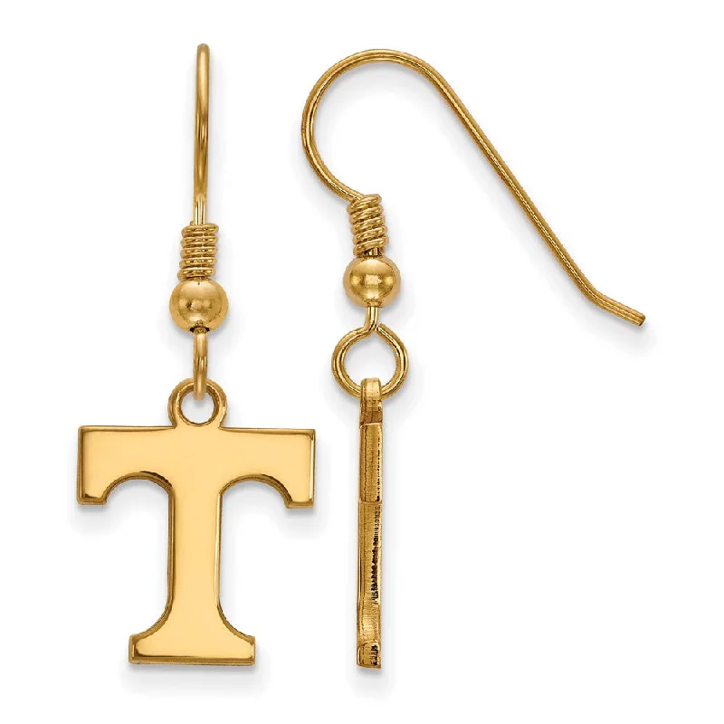 Ladies earrings sister pairs-14k Gold Plated Silver University of Tennessee SM Dangle Earrings