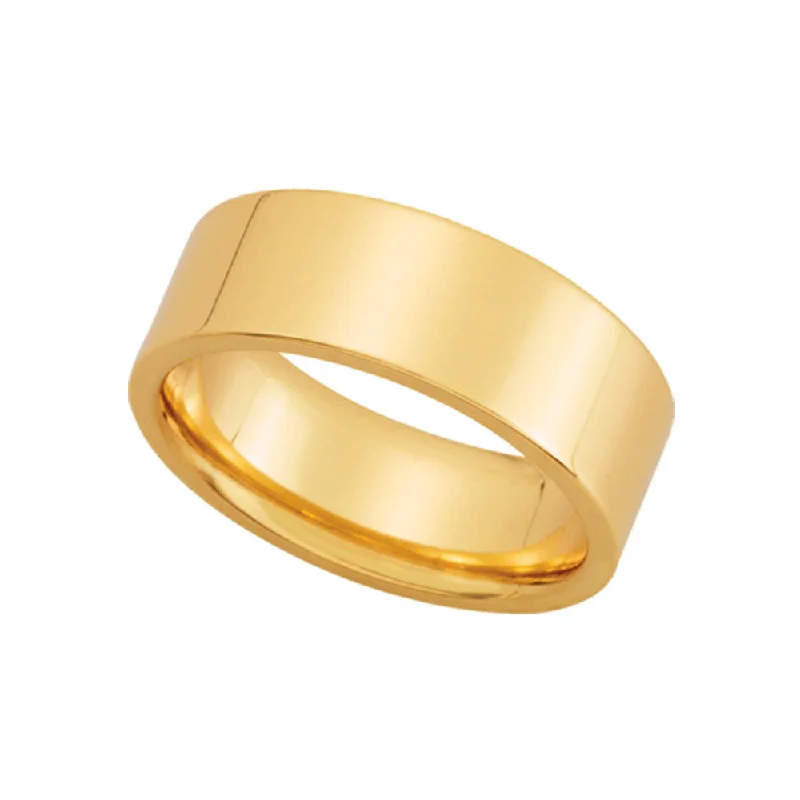 Ladies ring vintage look-7mm Flat Comfort Fit Wedding Band in 14k Yellow Gold