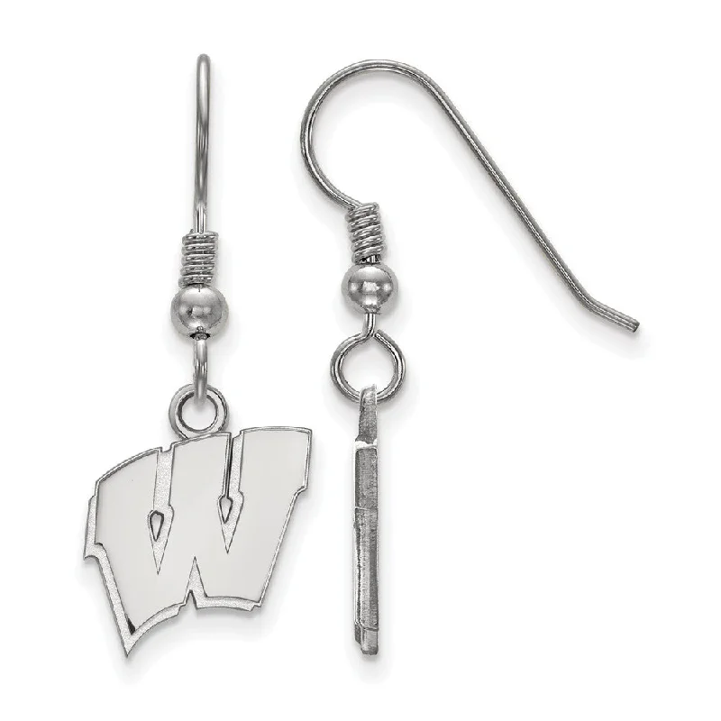 Ladies earrings fashion picks-Sterling Silver University of Wisconsin Small 'W' Dangle Earrings