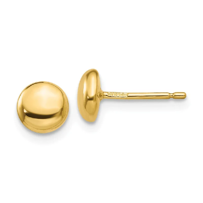 Ladies earrings bridal jewelry-5mm Polished Half Ball Post Earrings in 14k Yellow Gold