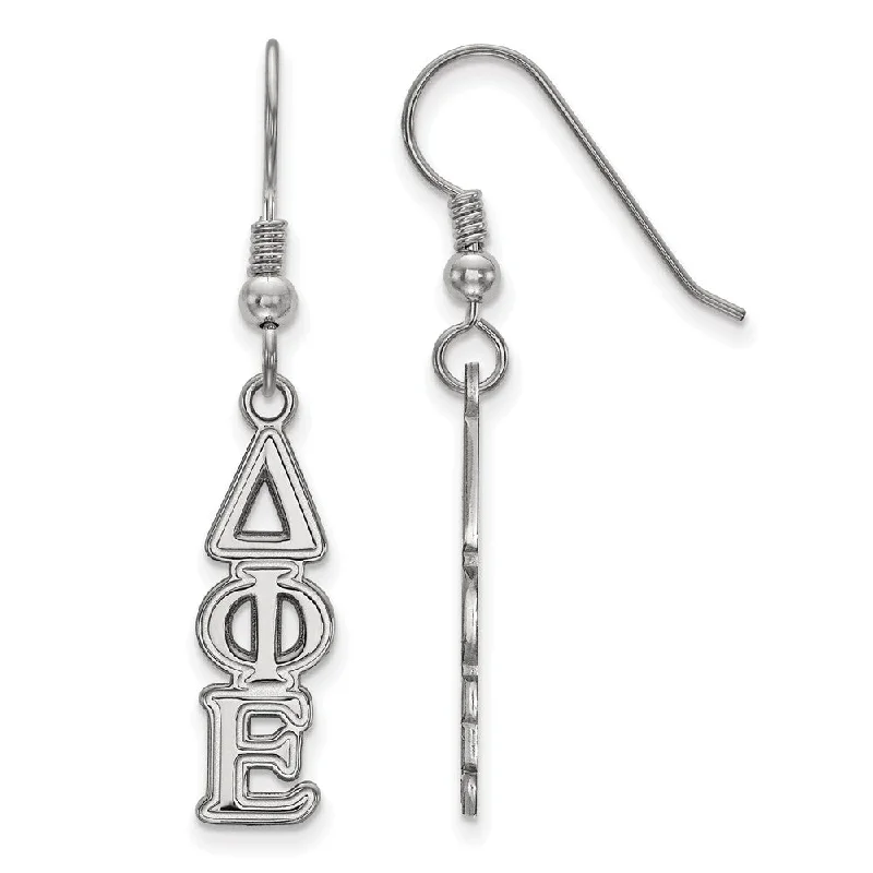 Ladies earrings collectible value-Sterling Silver Delta Phi Epsilon Dangle Small Earrings