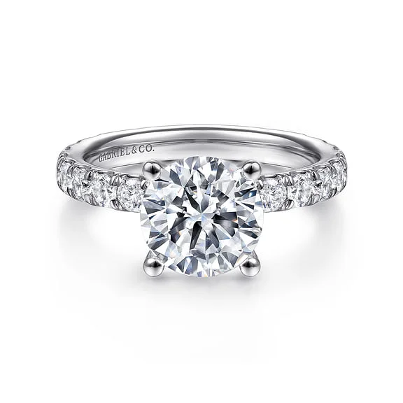 Ladies engagement rings lab-grown diamonds-14K White Gold Round Diamond Engagement Ring