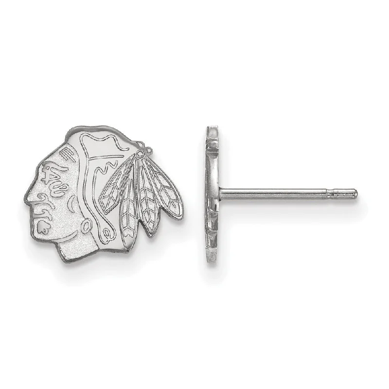 Ladies earrings size guide-14k White Gold NHL Chicago Blackhawks XS Post Earrings