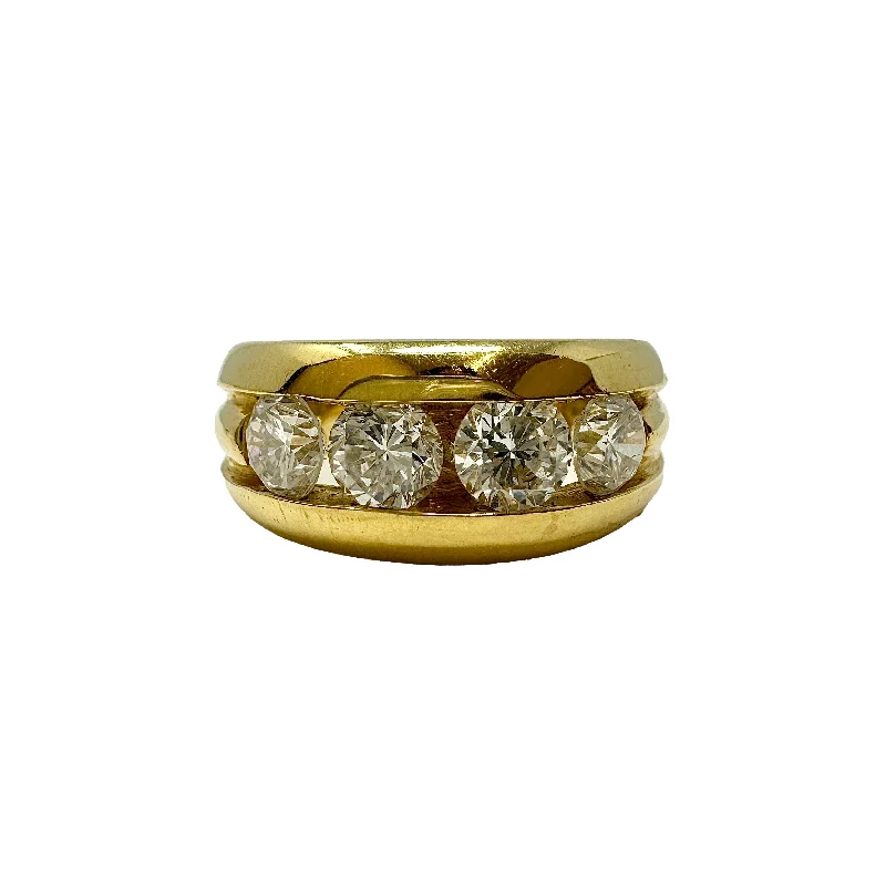 Ladies ring wedding bands-18K Gold Ring with 4 Diamonds