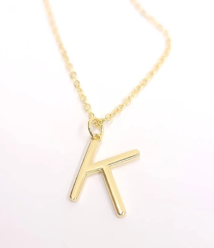 Ladies necklaces pearl strands-Block Letter Initial Necklace