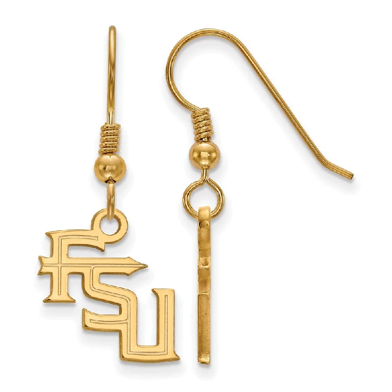 Ladies earrings sister pairs-14k Gold Plated Silver Florida State Univ. SM 'FSU' Dangle Earrings