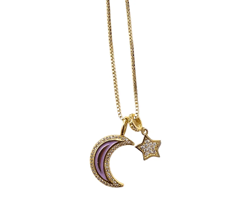 Ladies necklaces engraved names-Luna Lavendar Necklace