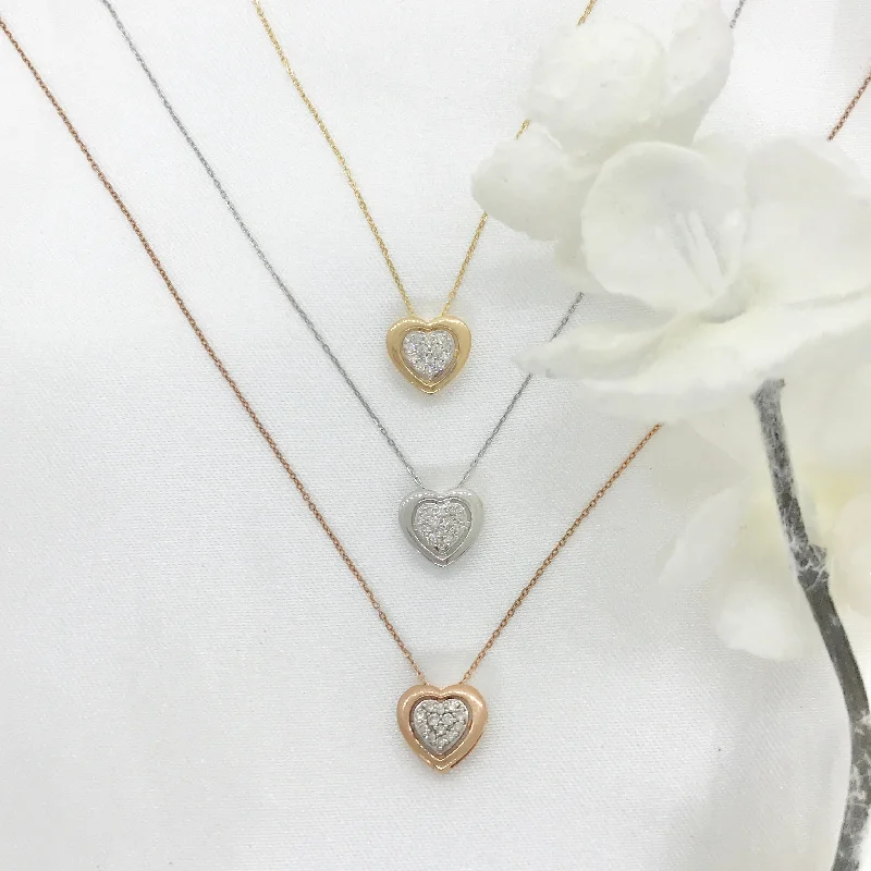 Ladies necklaces star charms-Icicles 10k Gold Bezelled Diamond Heart Necklace