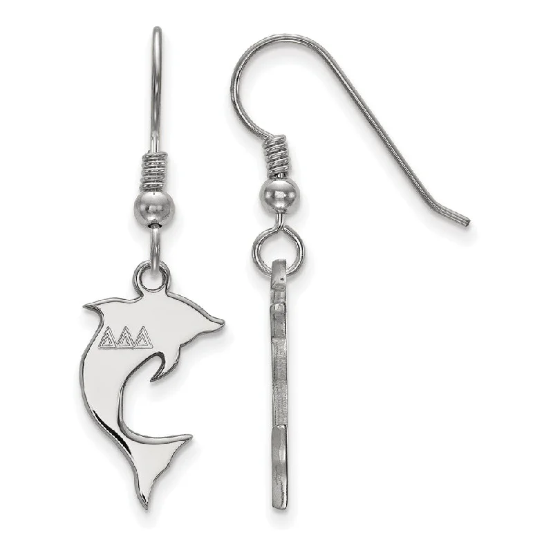 Ladies earrings openwork patterns-Sterling Silver Delta Delta Delta Small Dangle Earrings