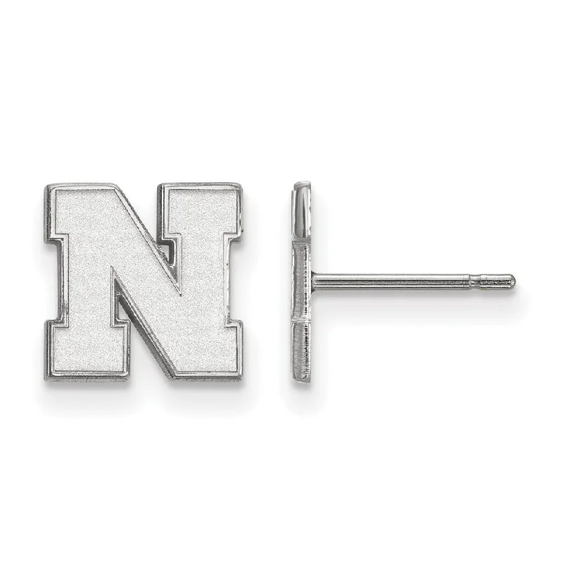 Ladies earrings daily wear-10k White Gold University of Nebraska XS (Tiny) Post Earrings