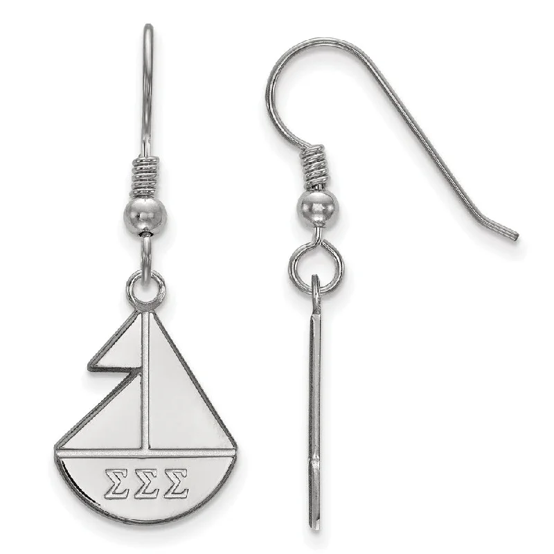 Ladies earrings vintage charm-Sterling Silver Sigma Sigma Sigma Small Dangle Earrings