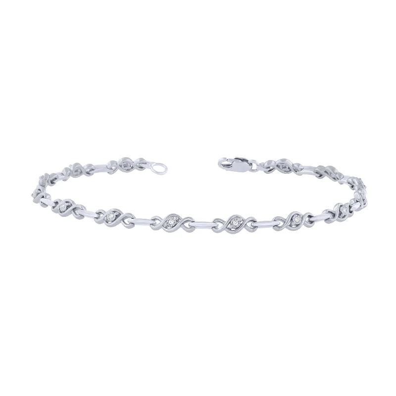 Ladies bracelets price guide-Sterling Silver 1/10Ctw Dia Fashion Bracelet