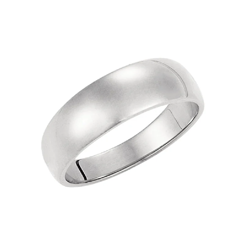 Ladies ring Mother’s Day-6mm Half Round Tapered Wedding Band in 14k White Gold