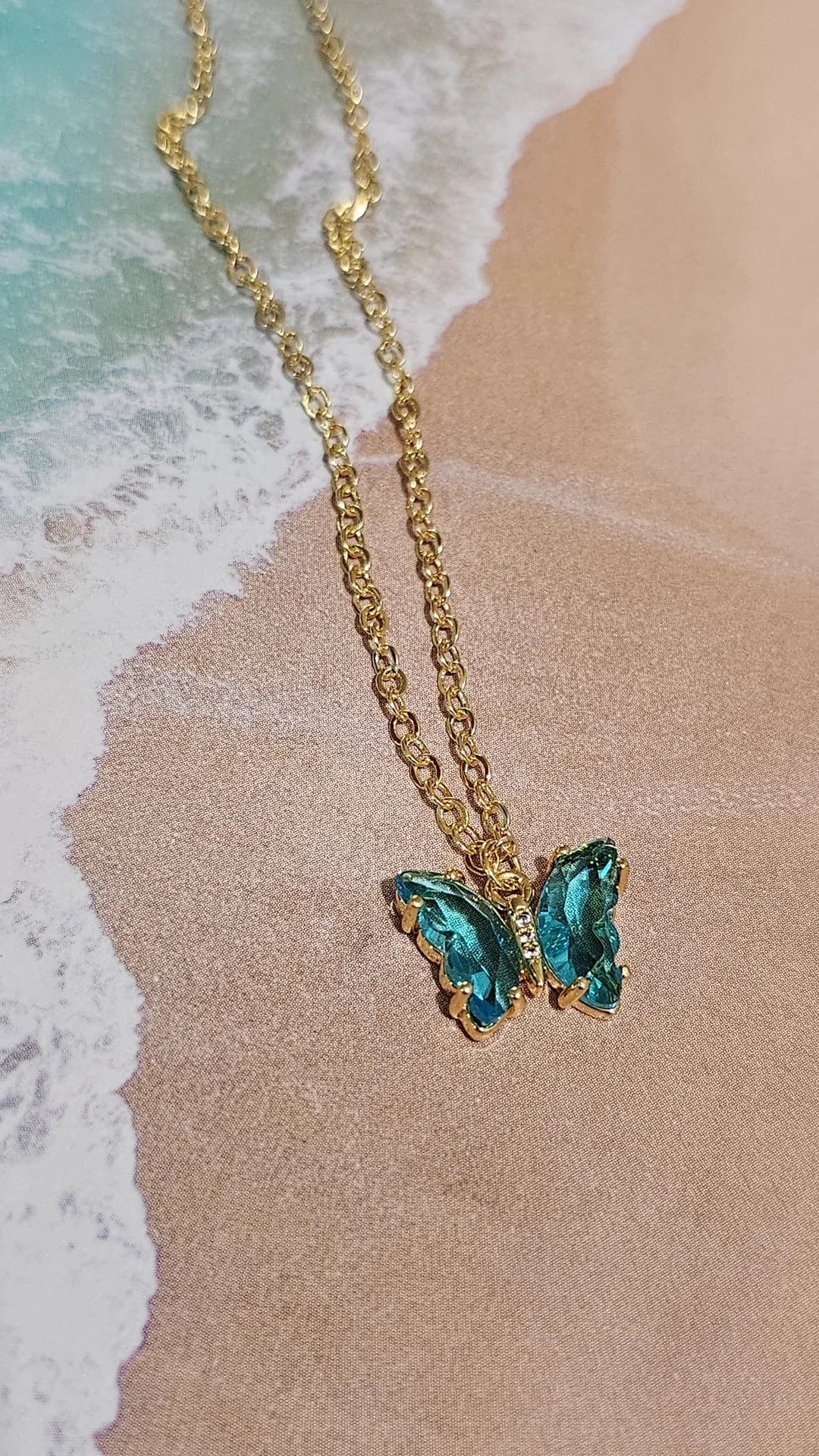 Ladies necklaces lavish designs-Blue Topaz Butterfly Necklace