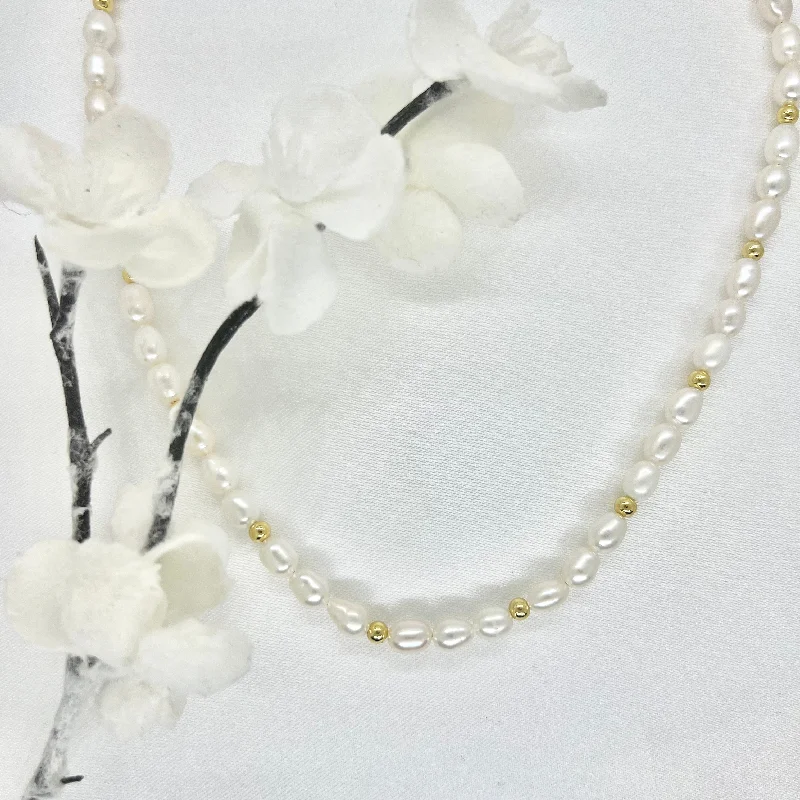 Ladies necklaces casual vibes-18k/ 925 Vermeil Freshwater Pearl Necklace