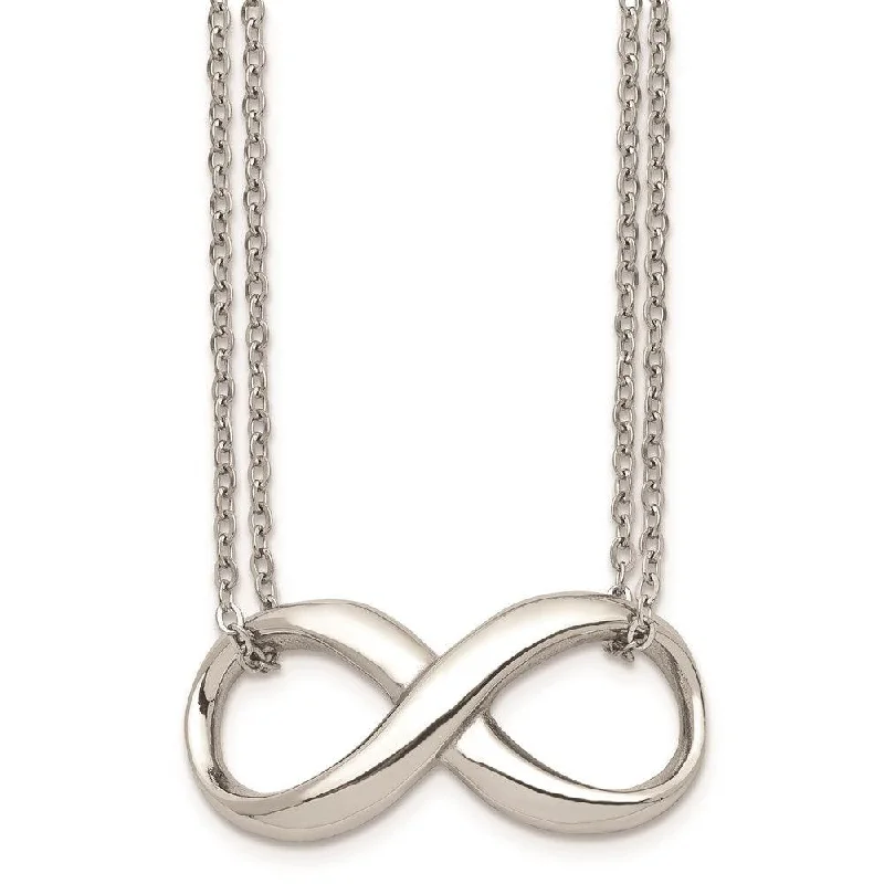 Ladies necklaces buying advice-Stainless Steel Polished Two Strand Infinity Symbol Necklace