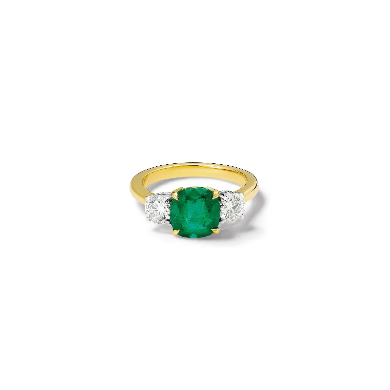 Ladies engagement rings ruby details-Delilah Engagement Ring 18ct White & Yellow Gold - Emerald & Diamond