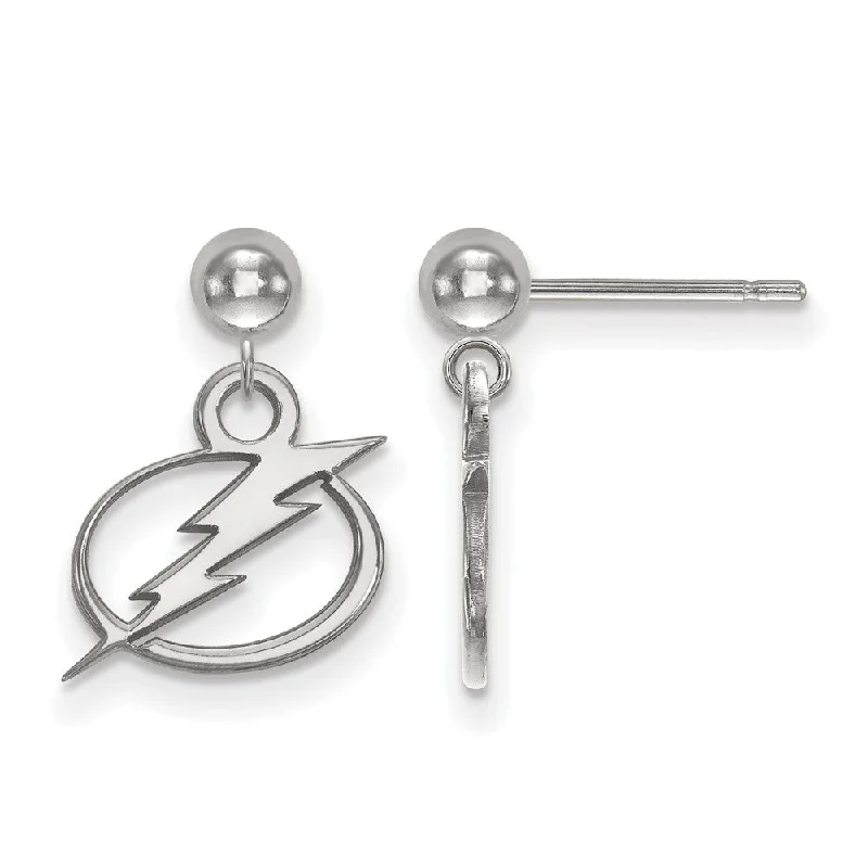 Ladies earrings custom options-14k White Gold NHL Tampa Bay Lightning XS Ball Dangle Post Earrings