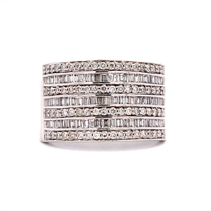 Ladies ring customer reviews-Estate Wide Diamond Ring in White Gold