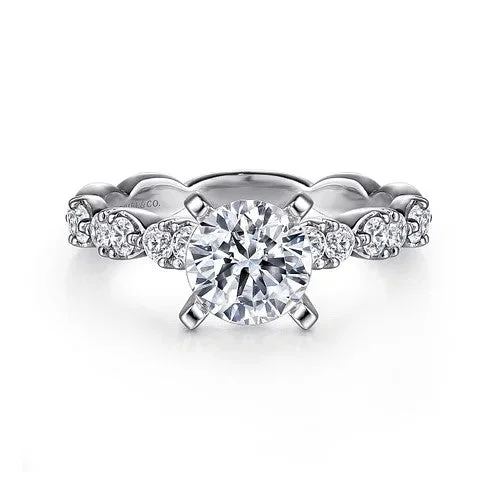 Ladies engagement rings luxury brands-14K White Gold Round Diamond Engagement Ring