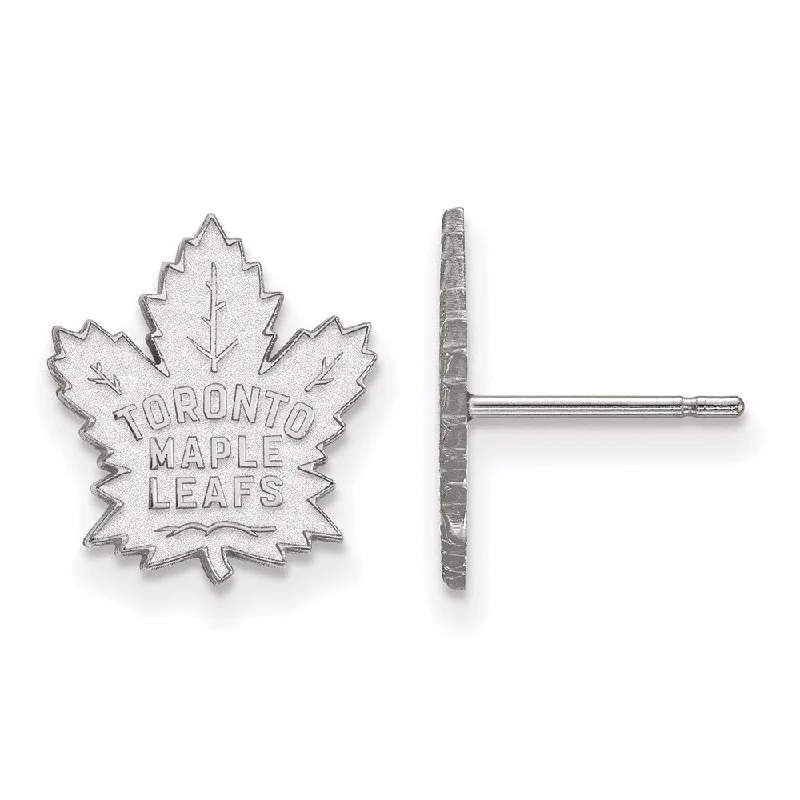 Ladies earrings fashion picks-10k White Gold NHL Toronto Maple Leafs Small Post Earrings