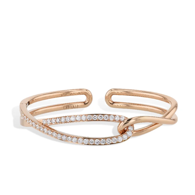 Ladies bracelets girlfriend picks-Rose Gold Pave Diamond Cuff Bracelet