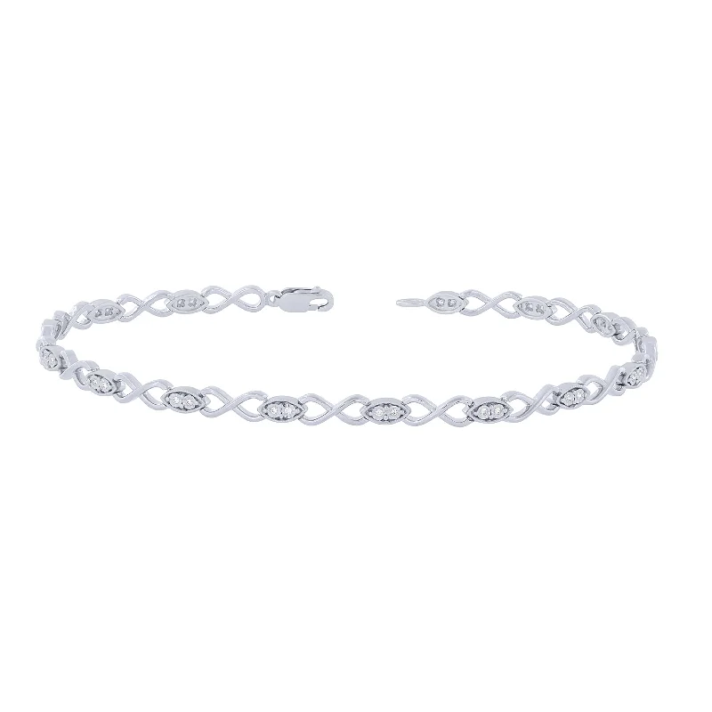 Ladies bracelets global fashion-Sterling Silver 0.12Ctw Infinity Bracelet