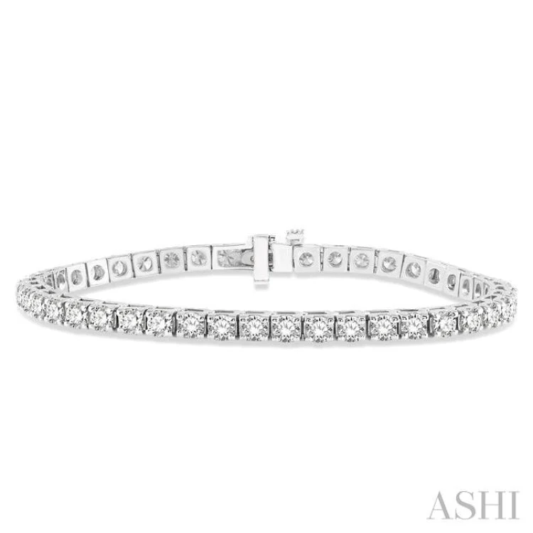 Ladies bracelets hypoallergenic-7 Ctw Square Shape Round Cut Diamond Tennis Bracelet in 14K White gold