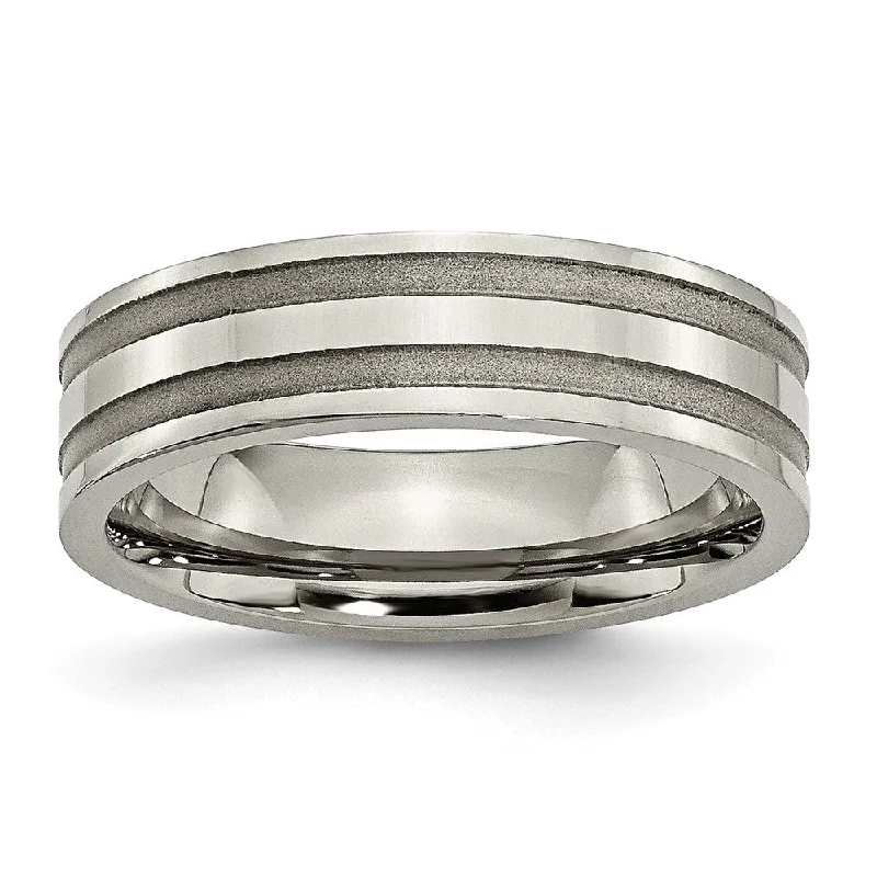 Ladies ring middle finger-Titanium, 6mm Dual Finished Unisex Standard Fit Band