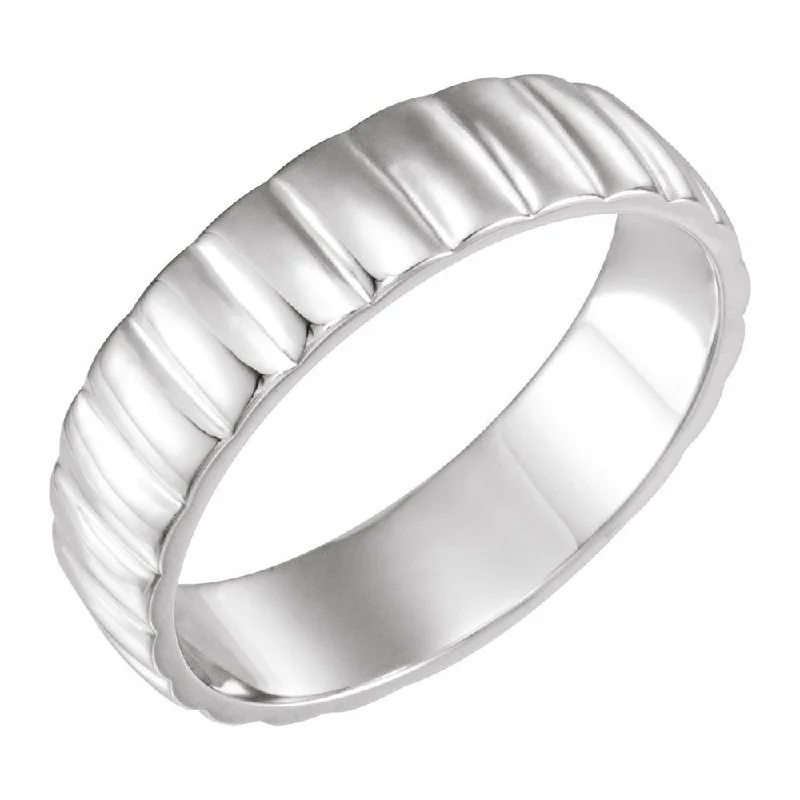 Ladies ring creative ideas-6mm 14K White Gold Polished Grooved Standard Fit Band